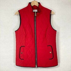 Charter Club Red And Black  Quilted Stand Collar Zip up Vest Size Med